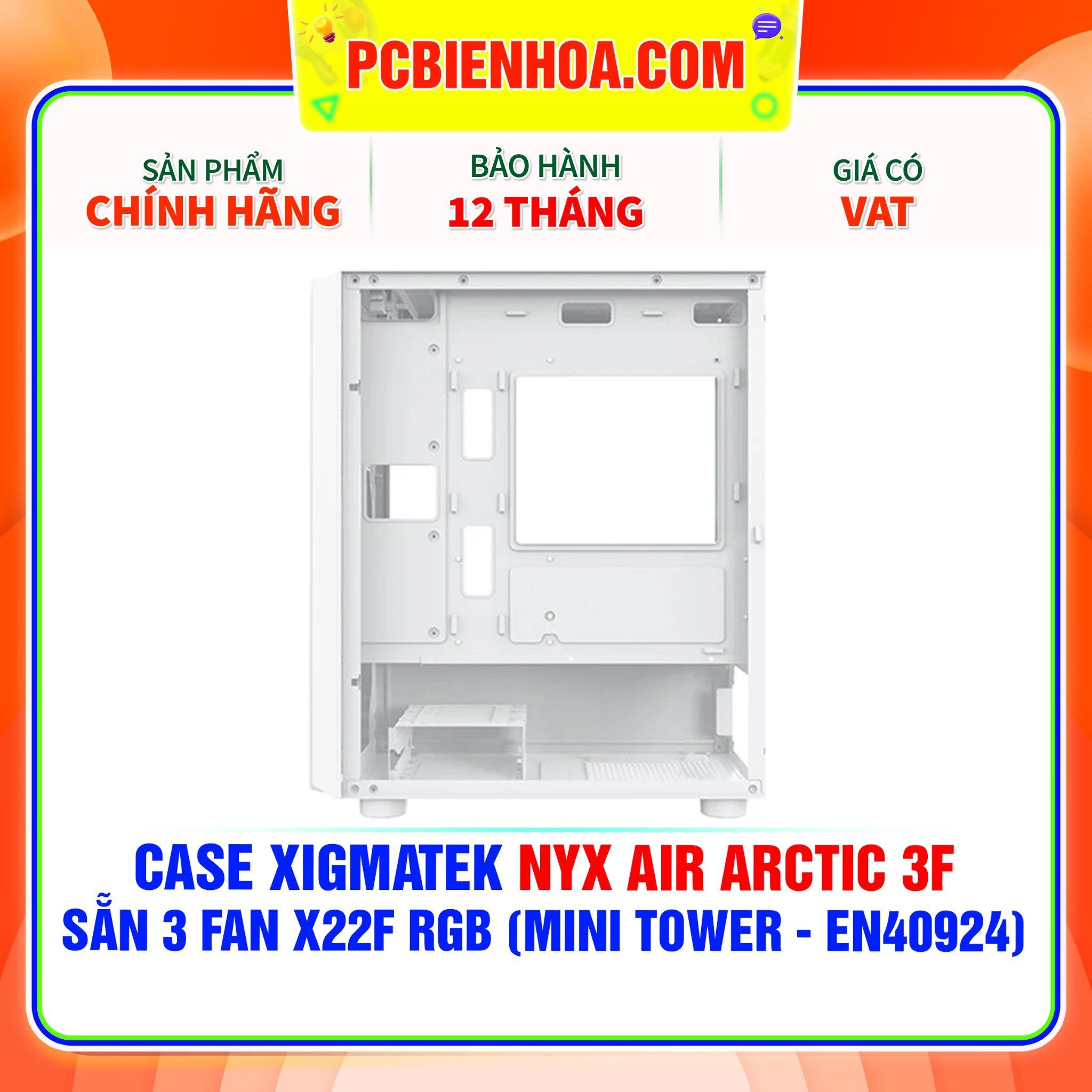  CASE XIGMATEK NYX AIR ARCTIC 3F - SẴN 3 FAN X22F RGB ( MINI TOWER - EN40924 ) 