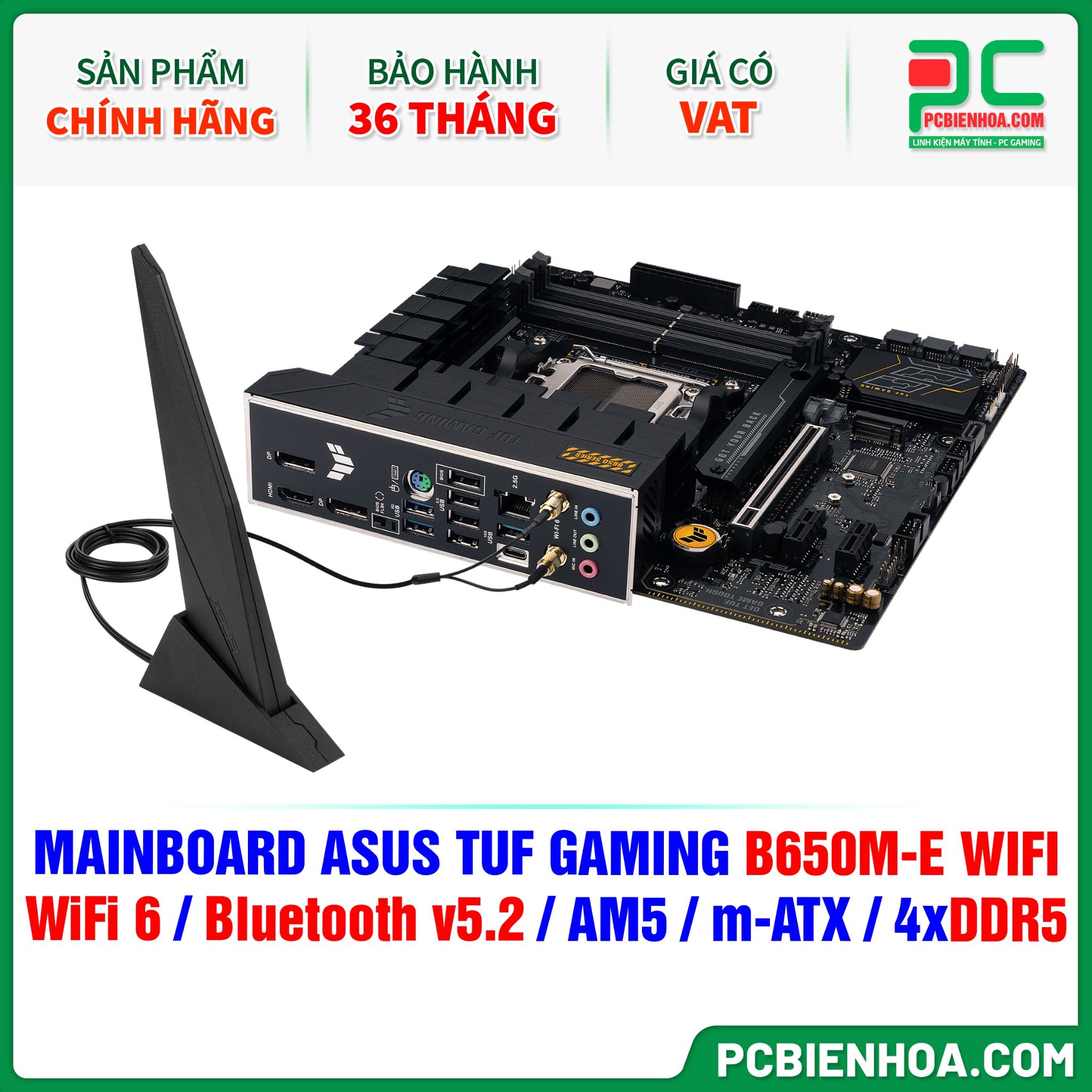  DDR5 - MAINBOARD ASUS TUF GAMING B650M-E WIFI ( WiFi 6 / Bluetooth v5.2 / AM5 / m-ATX / 4xDDR5 ) 