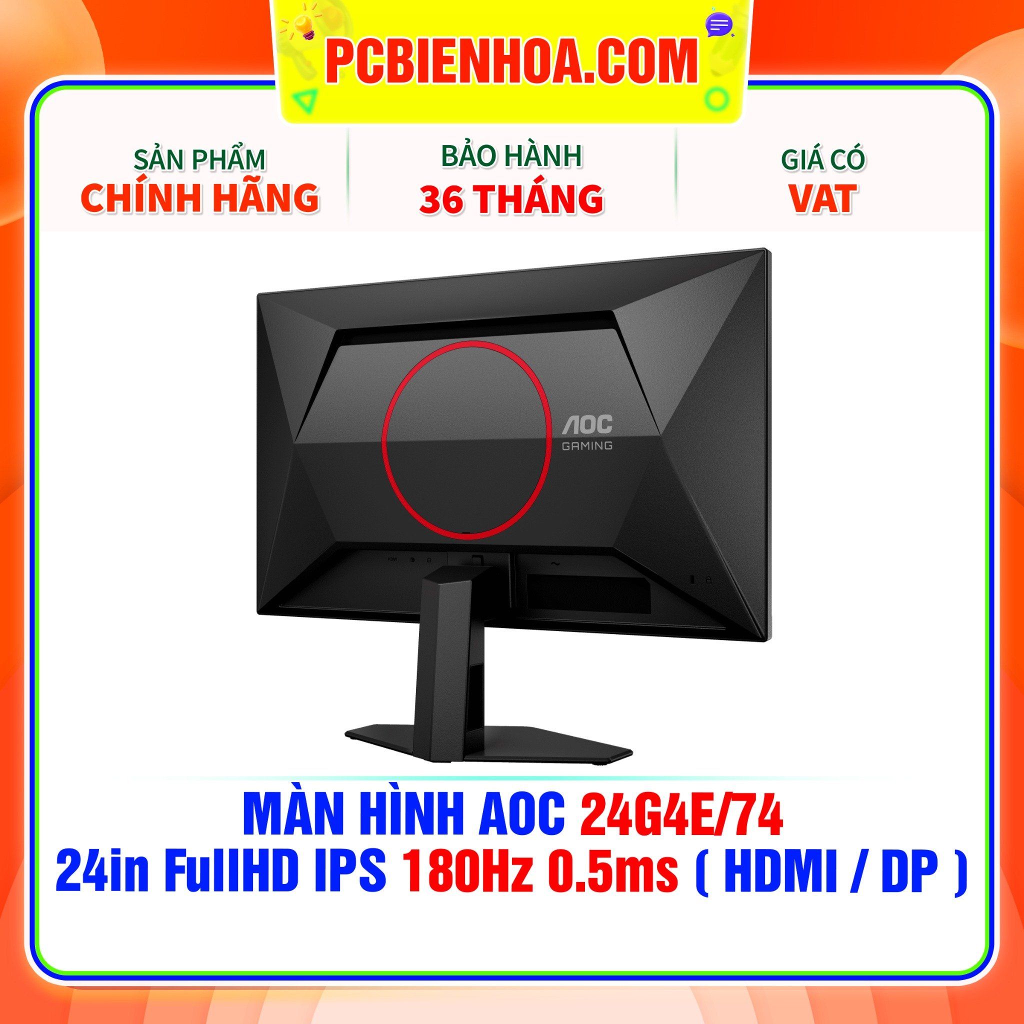  MÀN HÌNH AOC 24G4E/74 - 24in FullHD IPS 180Hz 0.5ms ( HDMI / DP ) 