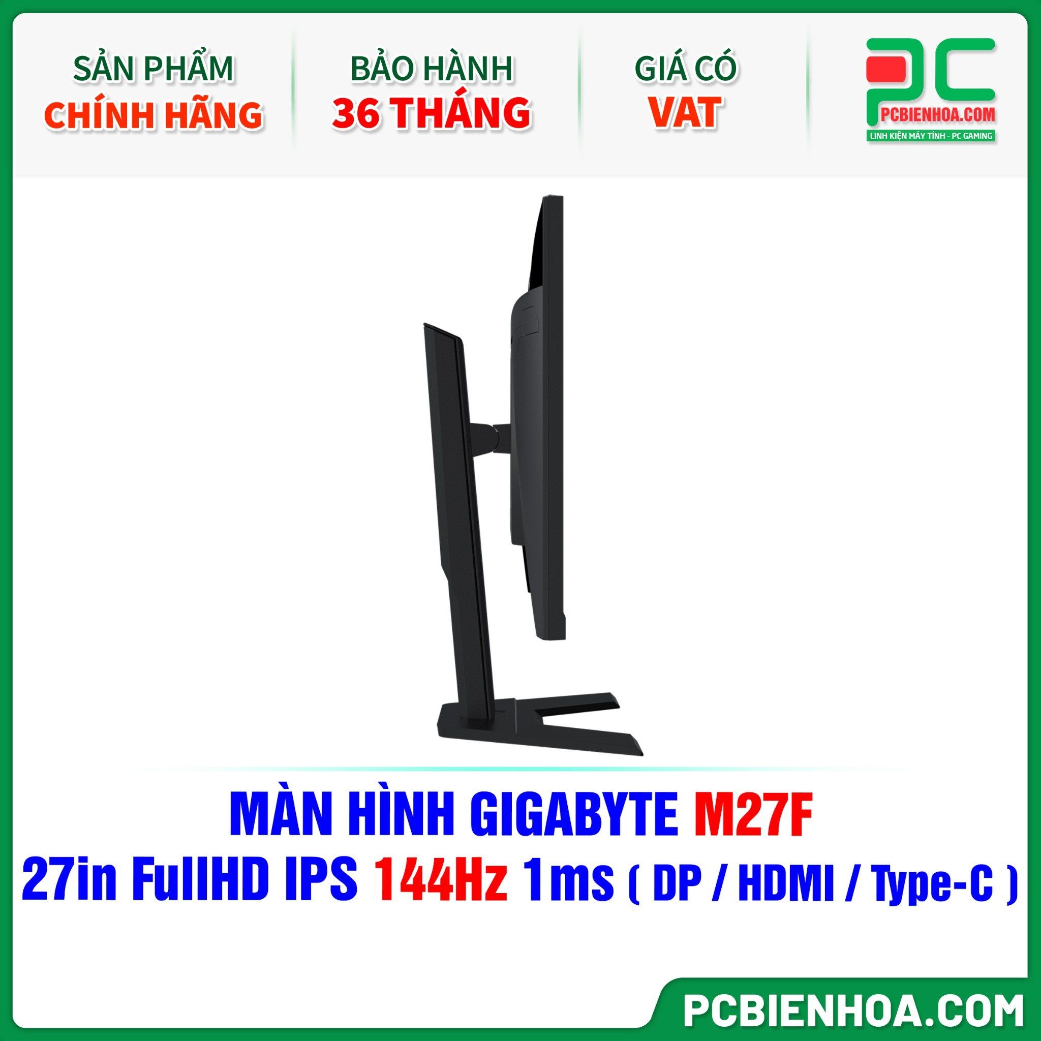  MÀN HÌNH GIGABYTE M27F - 27in FullHD IPS 144Hz 1ms ( DP / HDMI / USB Type-C ) 