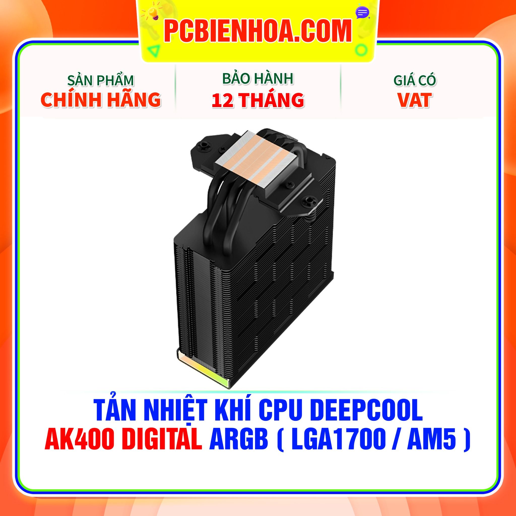  TẢN NHIỆT KHÍ CPU DEEPCOOL AK400 DIGITAL - LED ARGB ( HỖ TRỢ SOCKET LGA1700 / AM5 ) 