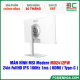  MÀN HÌNH MSI Modern MD2412PW TRẮNG - 24in FullHD IPS 100Hz 1ms ( HDMI / USB Type-C ) 