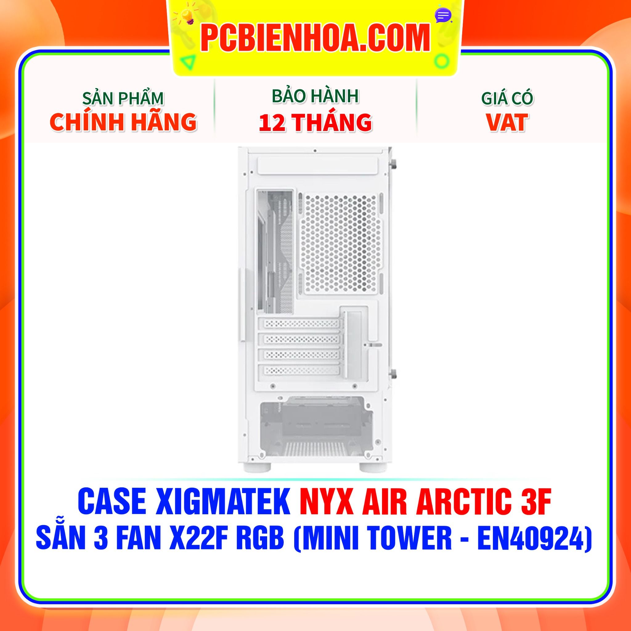  CASE XIGMATEK NYX AIR ARCTIC 3F - SẴN 3 FAN X22F RGB ( MINI TOWER - EN40924 ) 