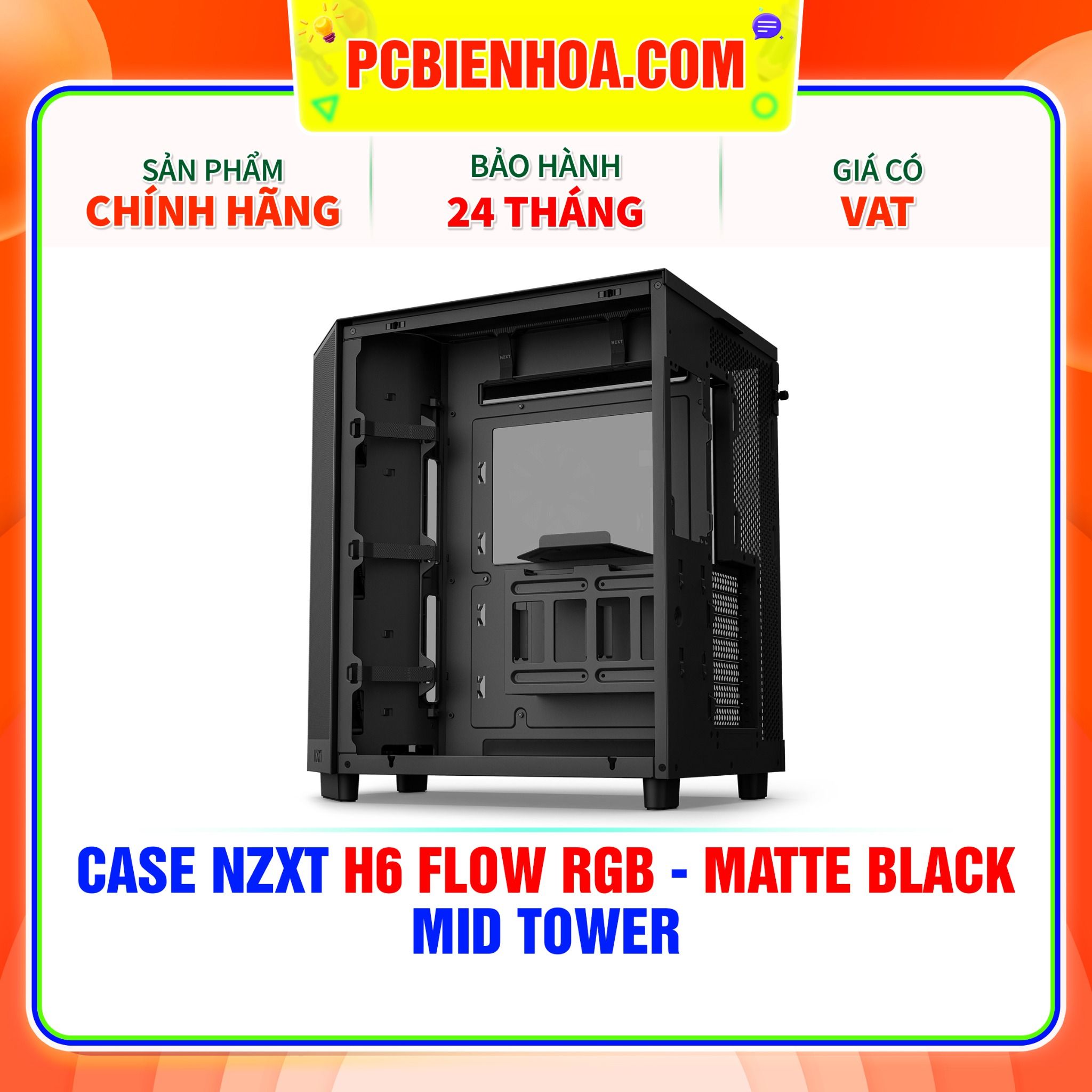  CASE NZXT H6 FLOW RGB - MATTE BLACK ( MID TOWER ) 