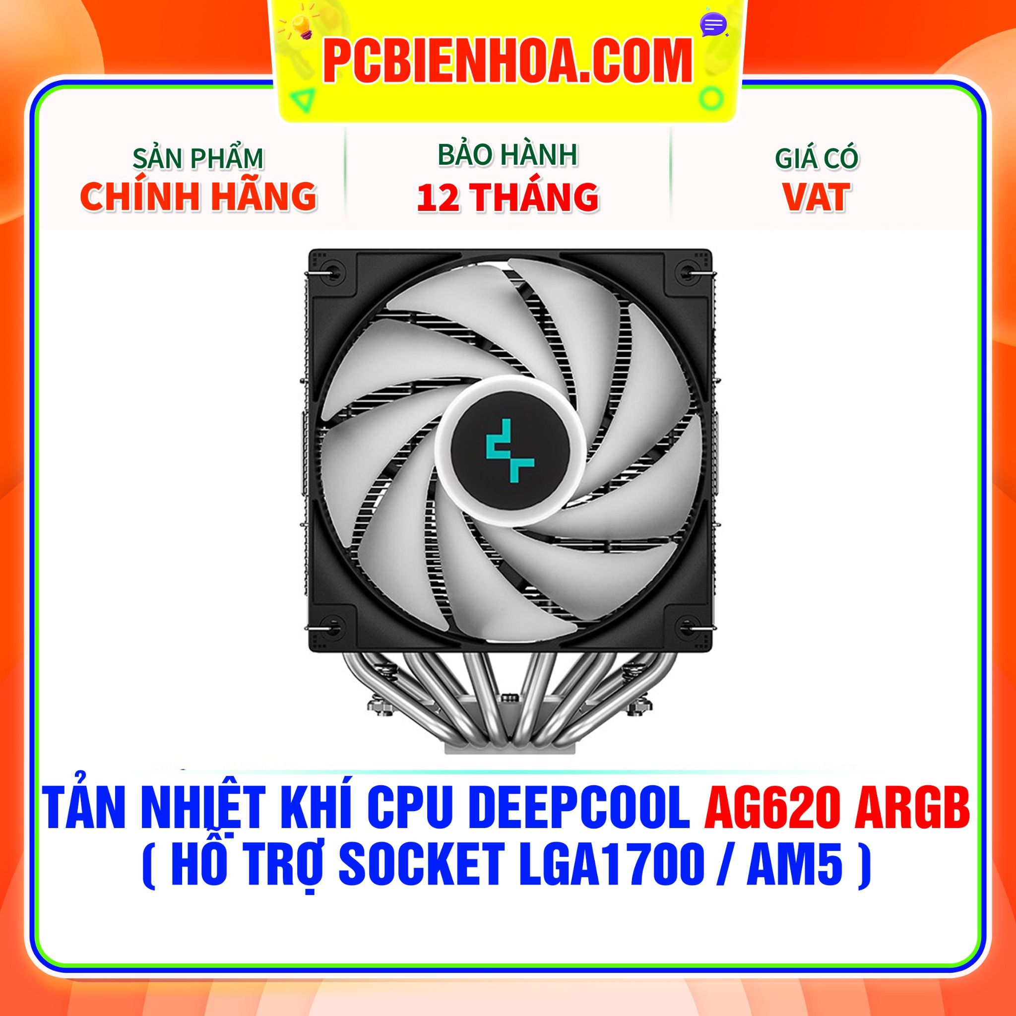  TẢN NHIỆT KHÍ CPU DEEPCOOL AG620 ARGB ( HỖ TRỢ SOCKET LGA1700 / AM5 ) 