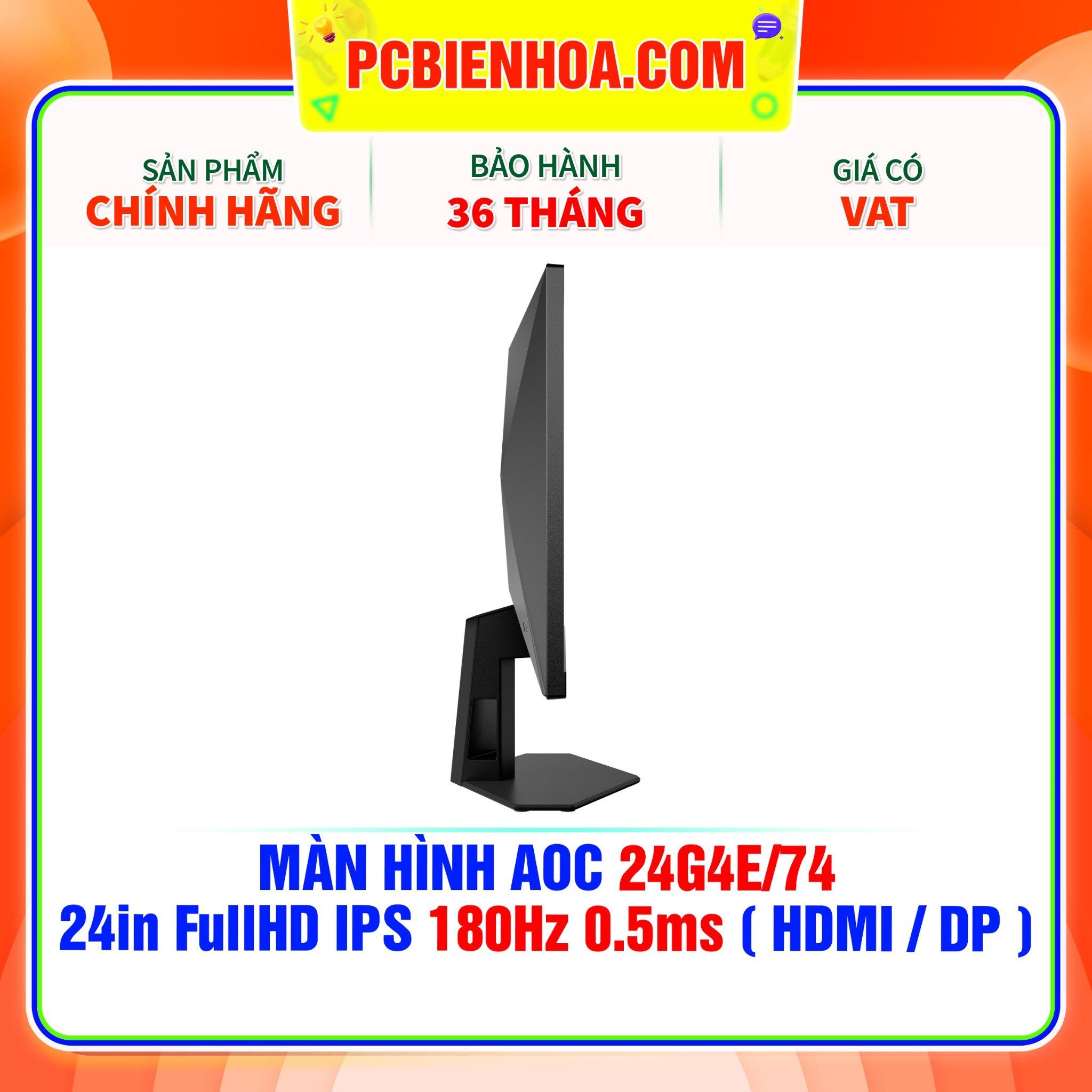  MÀN HÌNH AOC 24G4E/74 - 24in FullHD IPS 180Hz 0.5ms ( HDMI / DP ) 