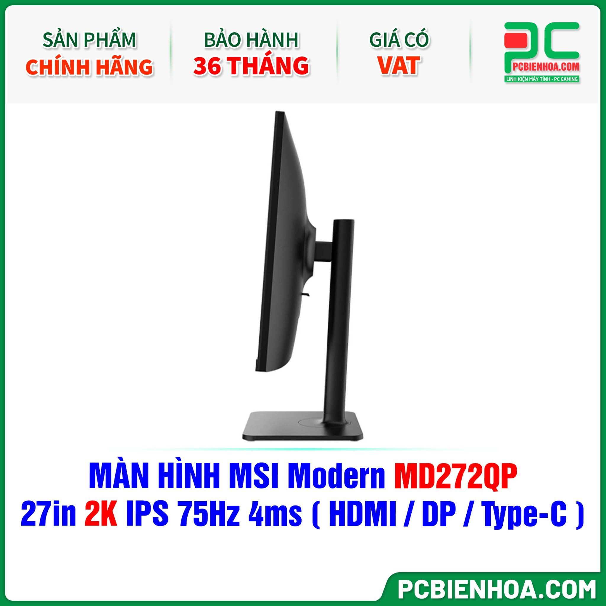  MÀN HÌNH MSI Modern MD272QP - 27in 2K IPS 75Hz 4ms ( HDMI / DP / USB Type-C ) 
