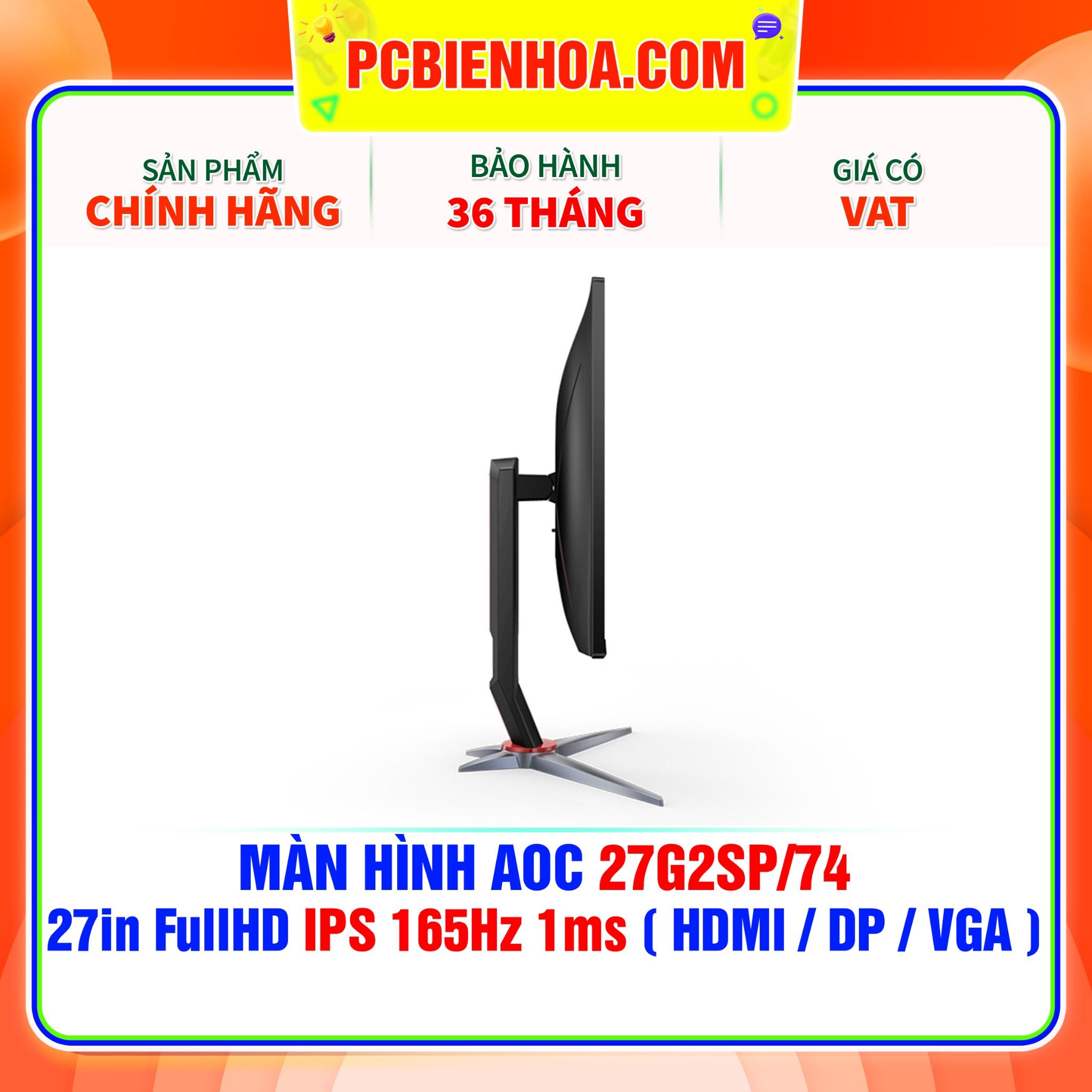  MÀN HÌNH AOC 27G2SP/74 27in FullHD IPS 165Hz 1ms ( HDMI / DP / VGA ) 