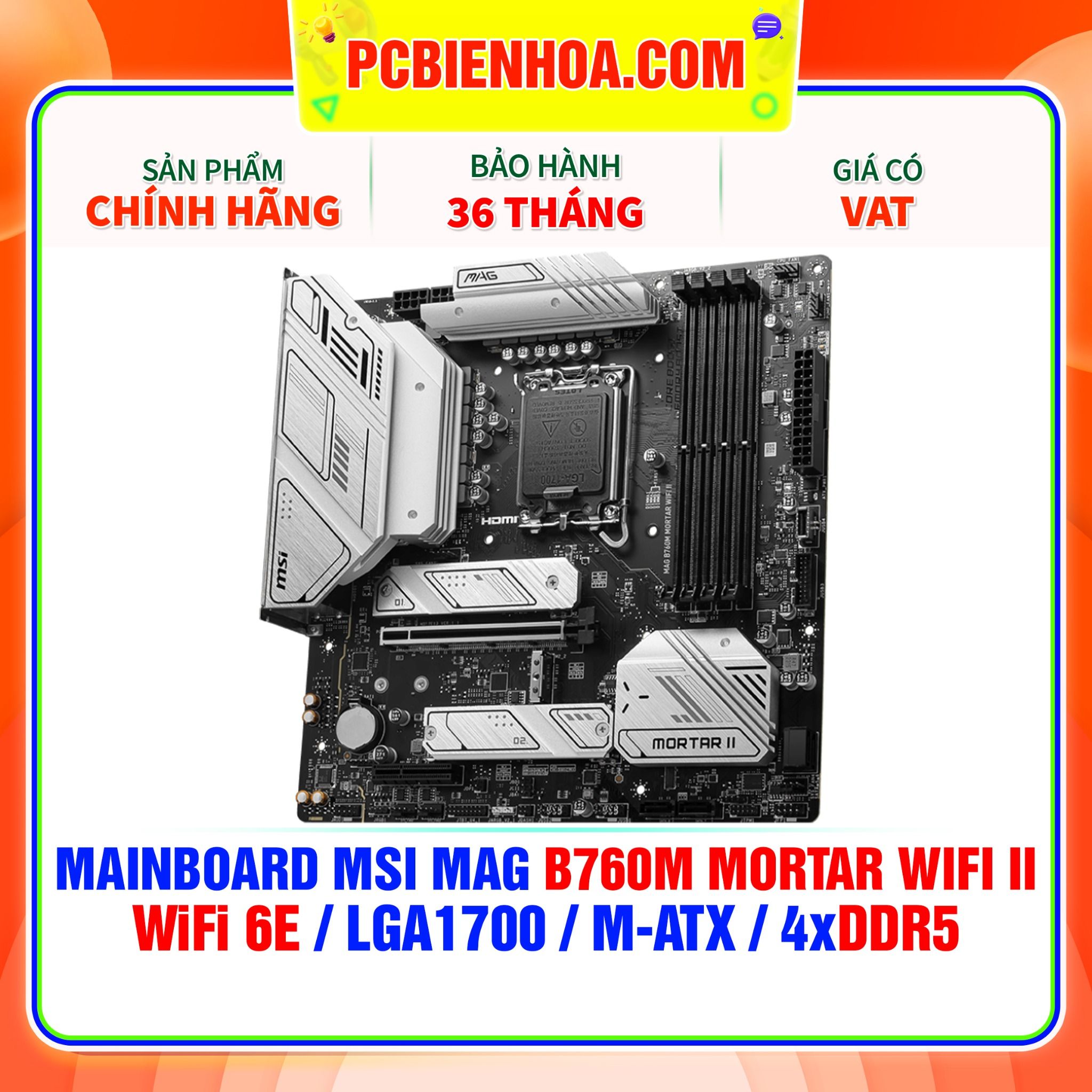  DDR5 - MAINBOARD MSI MAG B760M MORTAR WIFI II ( WiFi 6E / LGA1700 / m-ATX / 4xDDR5 ) 