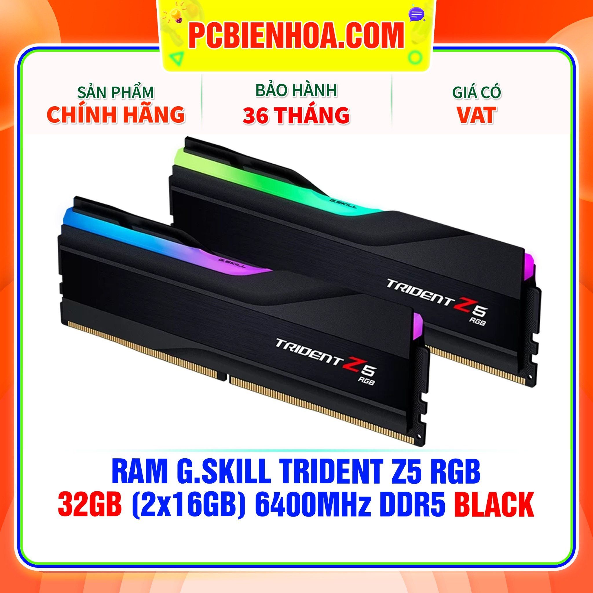  RAM G.SKILL TRIDENT Z5 RGB 32GB (2x16GB) 6400MHz DDR5 BLACK Intel XMP ( F5-6400J3239G16GX2-TZ5RK ) 