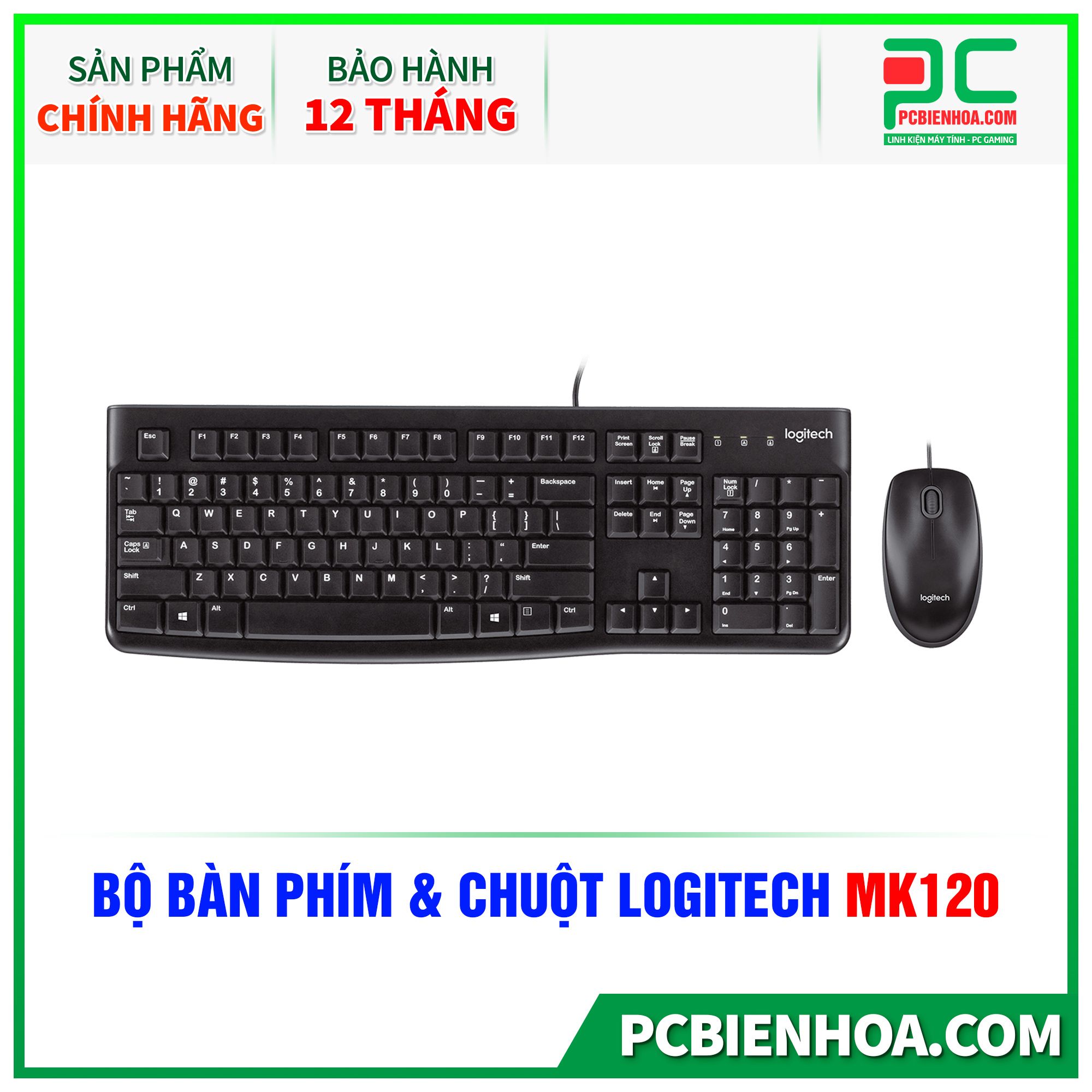  Bộ Bàn phím và Chuột Logitech MK120 - USB 