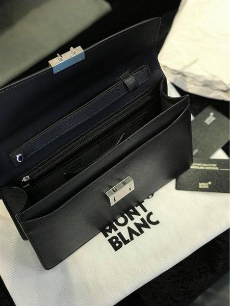  Clutch Monblanc Đen Khoá Bạc 