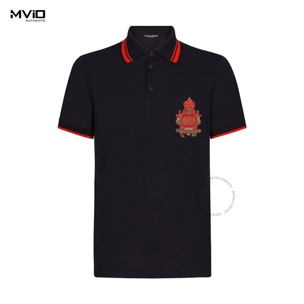 Polo Dolce Gabbana Navy Vương Miện Đỏ G80S1Z FU7EN