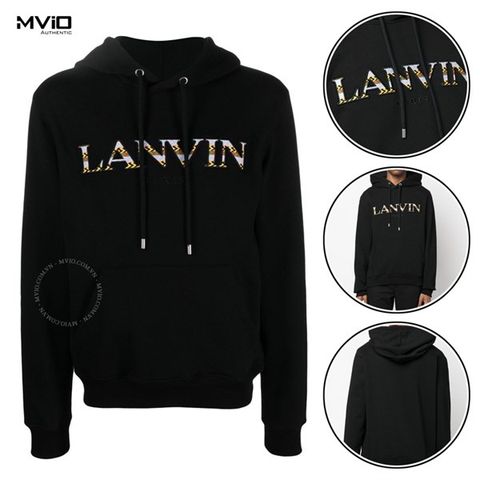  Nỉ Hoodie Lanvin Đen Chữ Ngực Màu RMHO 0010J209 