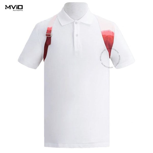 Polo Alexander Mcqueen Trắng Vạt Màu 650700 QQX33