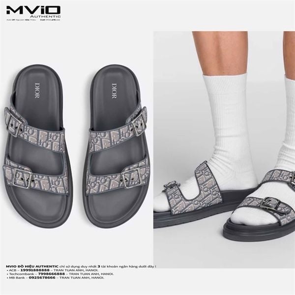  Dép Dior Grey Quai Ngang Vân Oblique 3SA135ZSA 557 