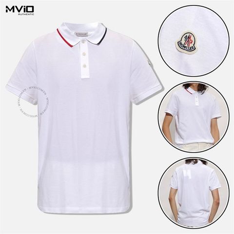  Polo Moncler Trắng Cổ Viền Màu Logo Tay H2091 8A00013 