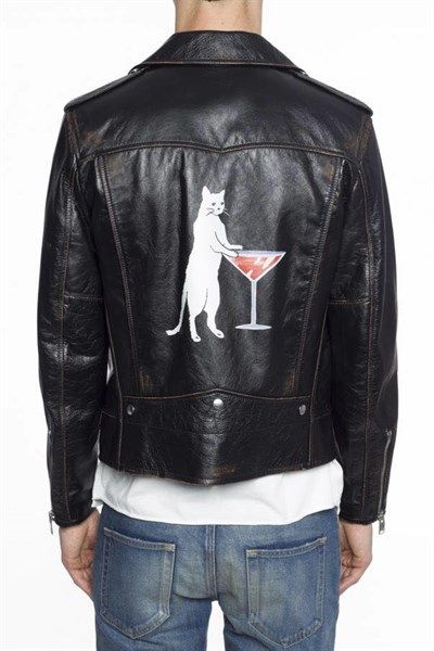  Áo Khóac Da Saint Laurent Lưng Mèo 