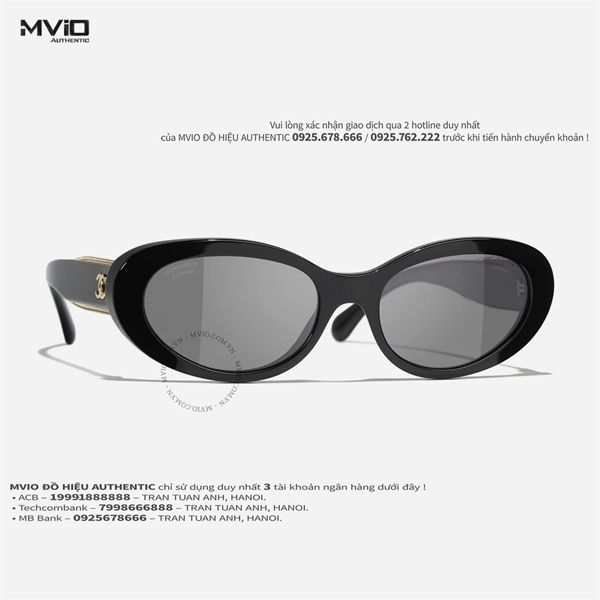  Kính Chanel Oval Đen Viền Gold A71577 X02016 S2248 