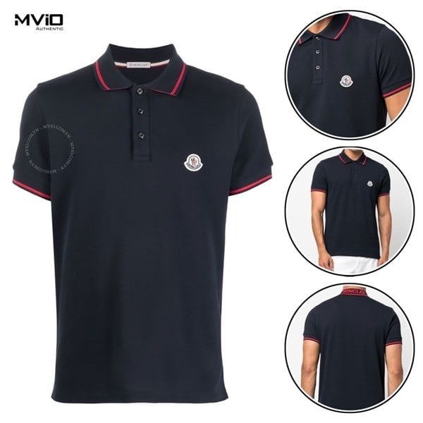  Polo Moncler Navy Cổ Chữ Đỏ H20918A00009 84556 