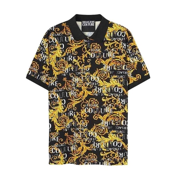 Polo Versace Đen Full Hoạ Tiết 74GAG6S0