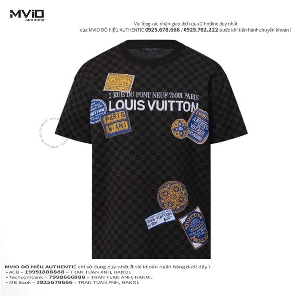  Phông Louis Vuitton Đen Dệt Kim Damier 1AHVMP 