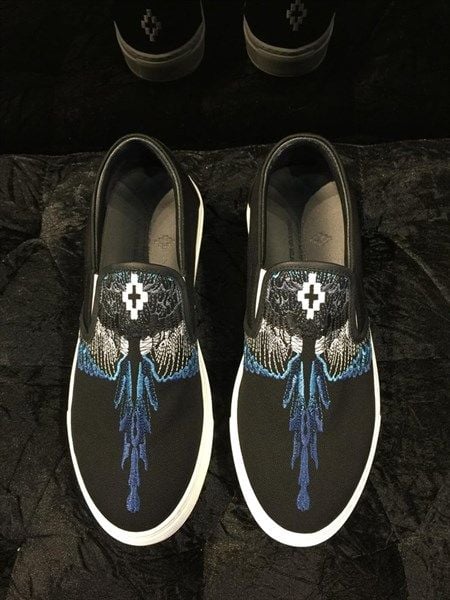  Slip On Marcelo Burlon Đen Thêu Cánh Xanh 