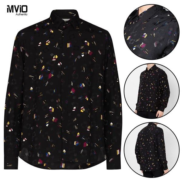  Sơ Mi Saint Laurent Đen Dài Tay Hoạ Tiết Màu 646850 Y20021052 
