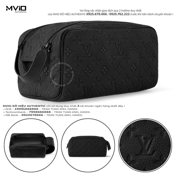 Túi Louis Vuitton Dop Kit Đen Da Bê Vân Monogram Chìm M59478