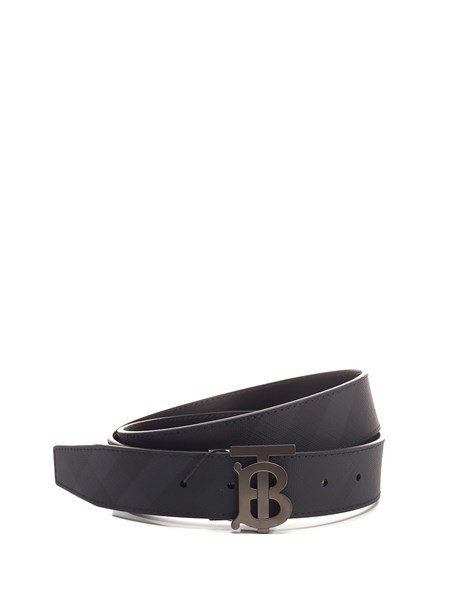 Belt Burberry Dây Kẻ Logo TB Bạc 8044064