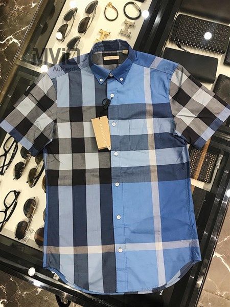  Sơ Mi Burberry Cộc Tay Xanh Dương Brit 3952195 