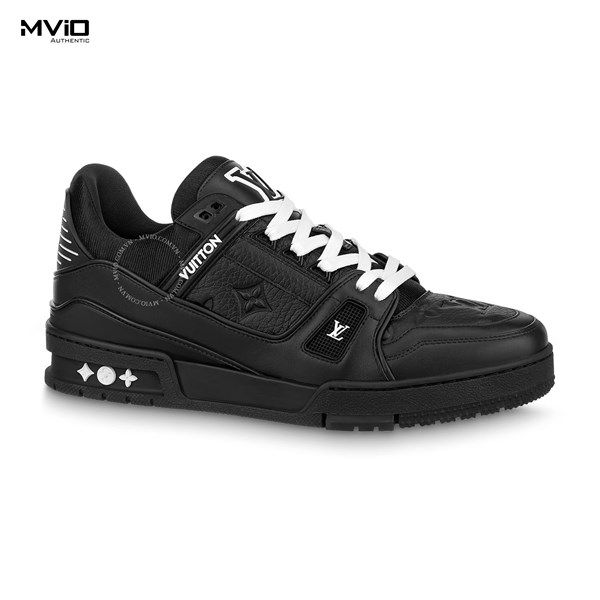 Giày Louis Vuitton LV Trainer Monogram Denim Black Like Auth  Cop Sneaker