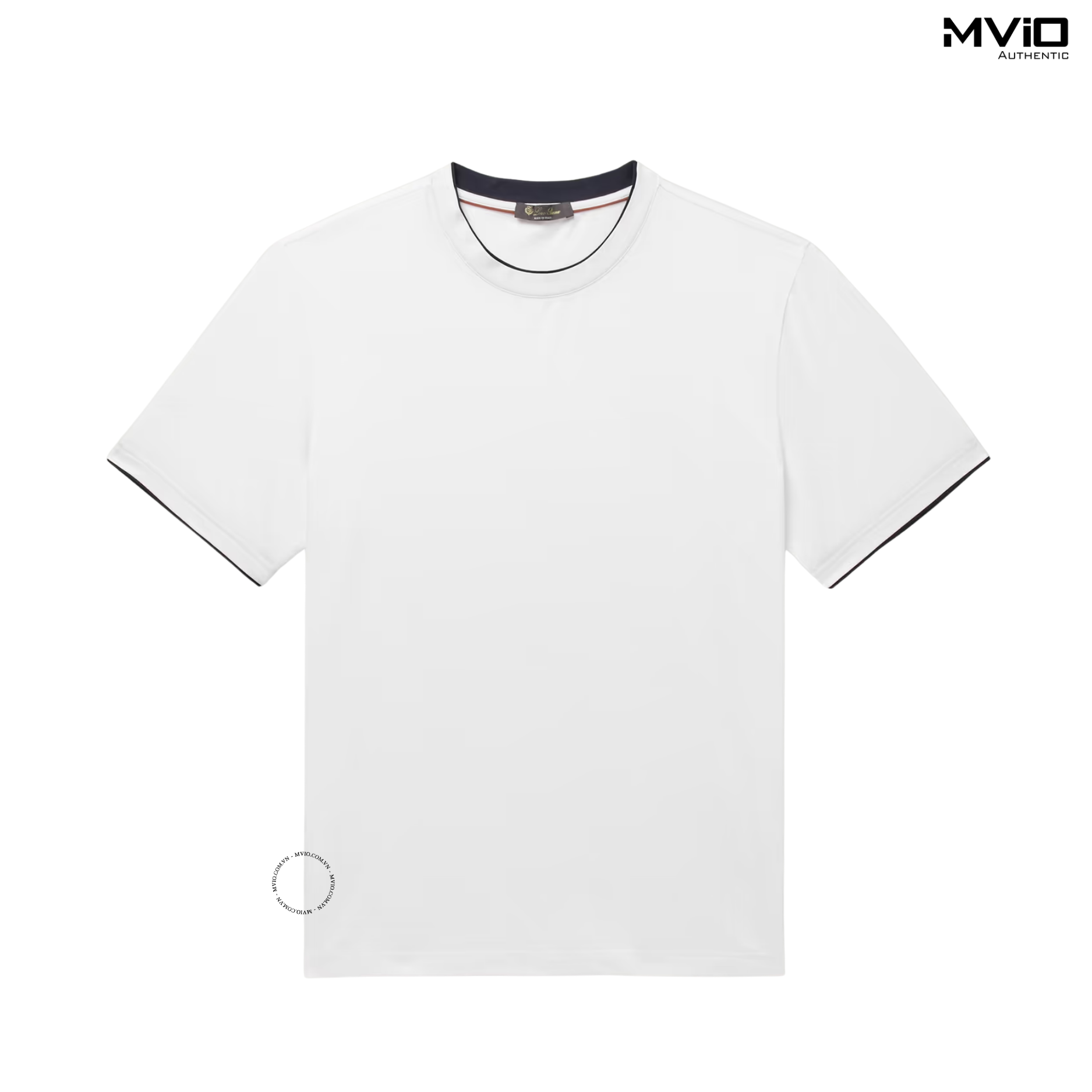  Phông Loro Piana Trắng Viền Cổ & Tay Đen FAM8891 1005 