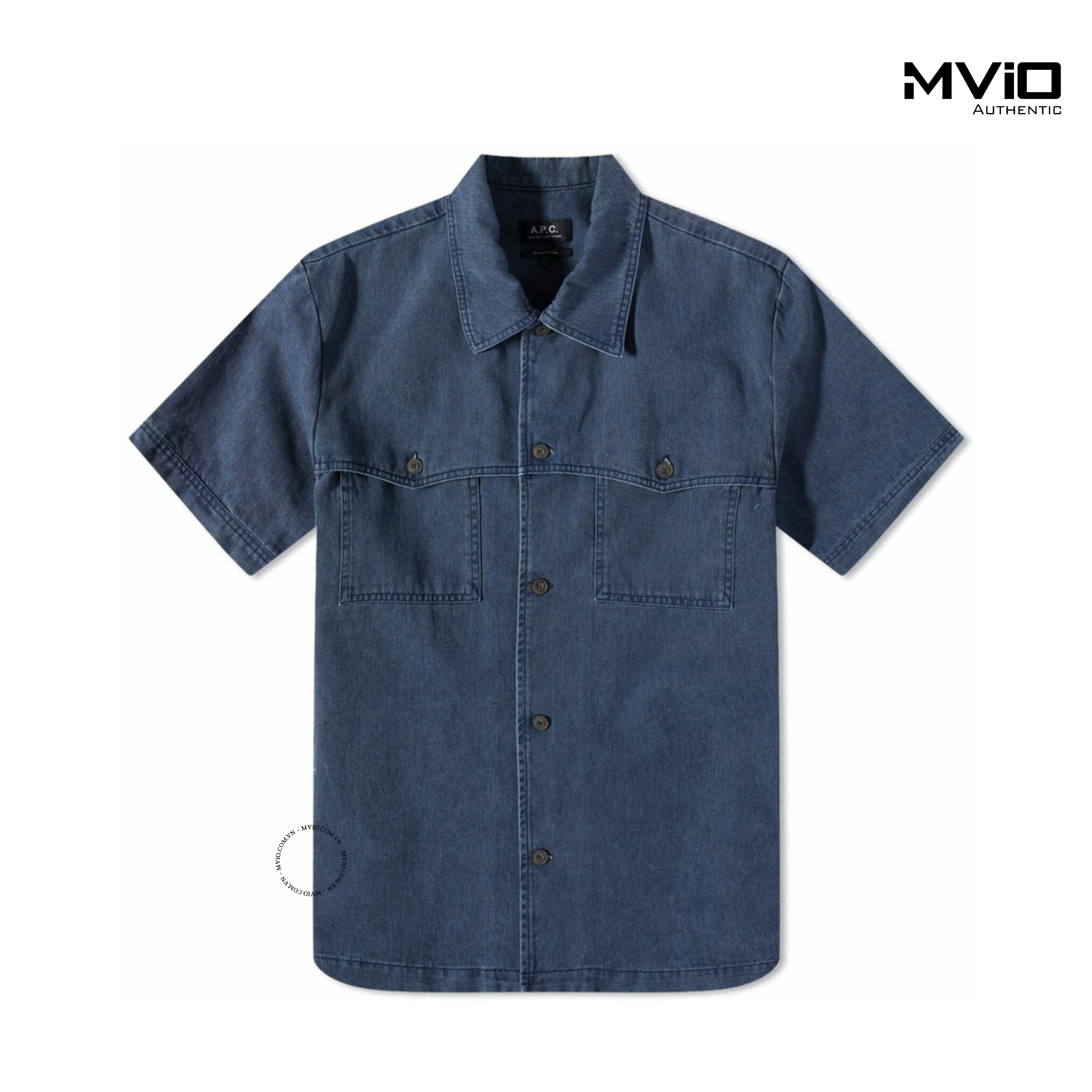  Sơ Mi A.P.C Uomo camicie Xanh Cộc Tay COGEBH12572 