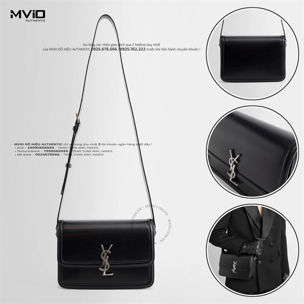 Túi Saint Laurent Đeo Chéo Đen Logo YSL Sliver 7110390SX0E 1000