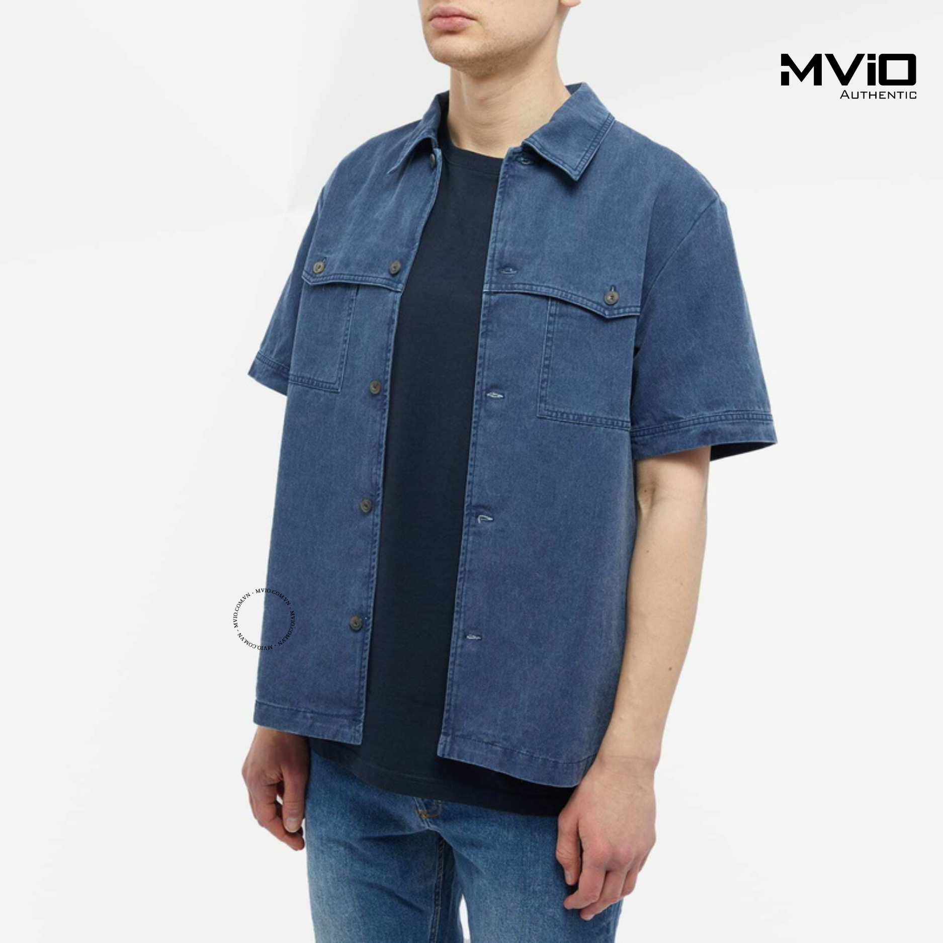  Sơ Mi A.P.C Uomo camicie Xanh Cộc Tay COGEBH12572 
