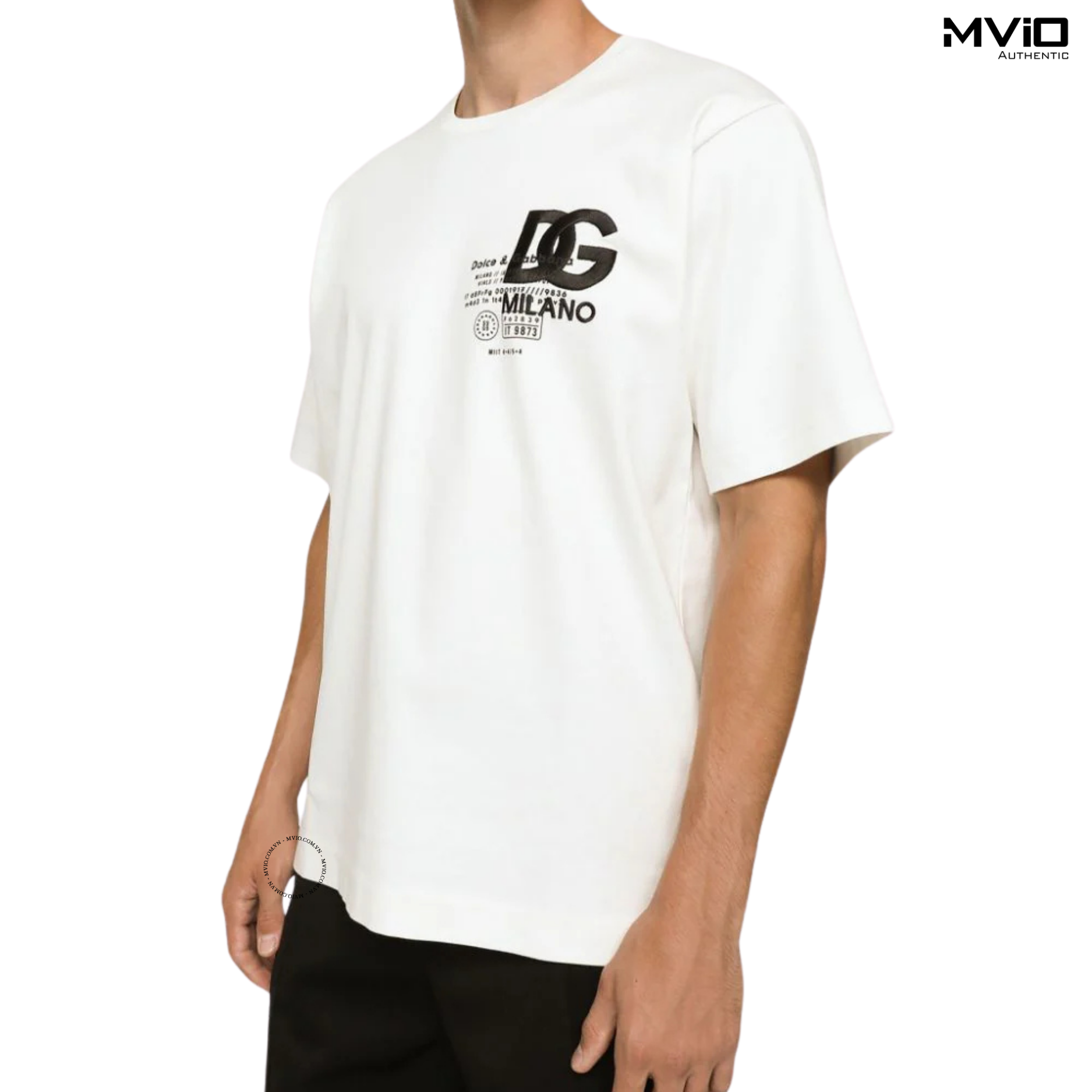  Phông Dolce Gabbana Trắng Logo DG Đen Chữ Nhỏ G8PN9ZG7K0I 