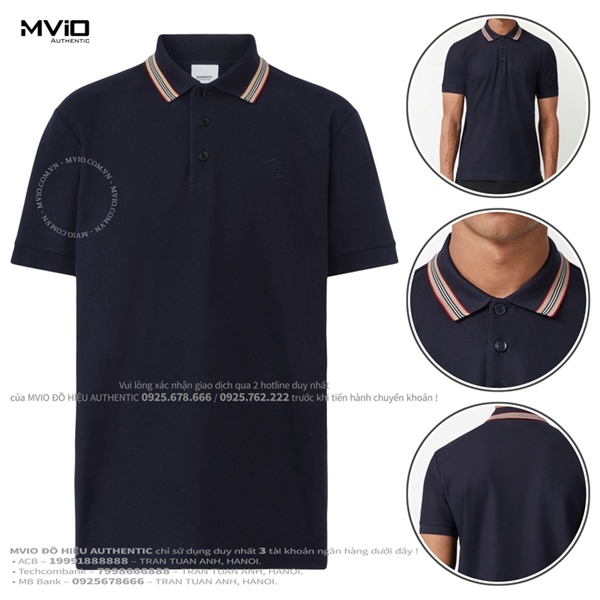 Polo Burberry Navy Cổ Viền Vàng 8056222