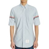  Sơ Mi Thom Browne Cộc Tay Xanh Nhạt Tay Viền 2 Bên MWS242 03113 480 