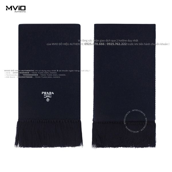  Khăn Prada Navy Chữ Trắng UMDS454S23213J1 F0008 