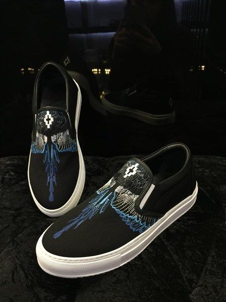  Slip On Marcelo Burlon Đen Thêu Cánh Xanh 