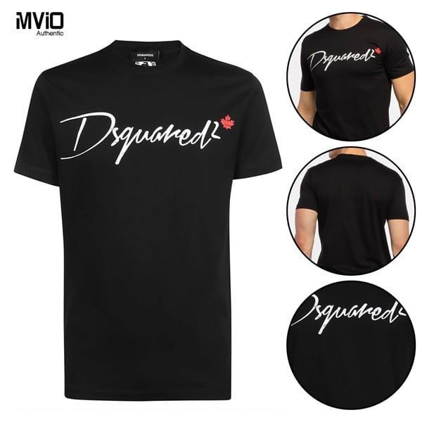  Phông Dsquared2 Đen Chữ Trắng Lá Phong Đỏ S71Gd1068 