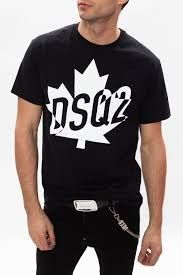  Phông Dsquared2 Đen Lá Phong Trắng S74Gd0786 