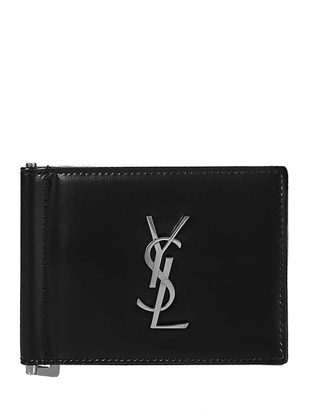 Ví Ngắn Saint Laurent Đen Logo YSL Bạc 4856300SX0E