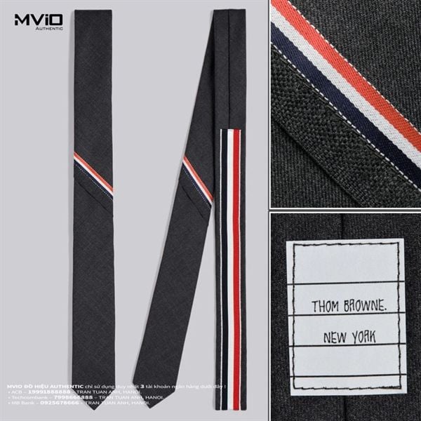  Caravat Thom Browne Grey Kẻ MNL021AF0147 