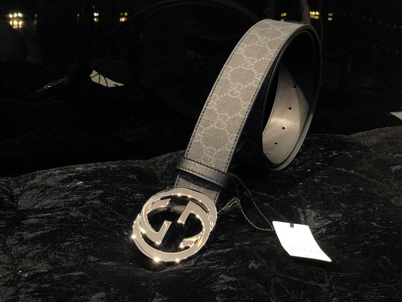  Belt Gucci Xám Mặt Lồng Bạc Vân Chìm 