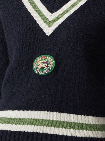  Len Burberry Navy Cổ Tim 8007851 1005 