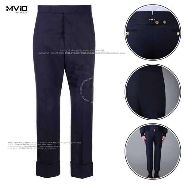 Quần Vải Thom Browne Navy Viền Ống Mờ MTC001A 06146 420