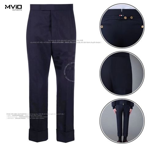  Quần Vải Thom Browne Navy Viền Ống Mờ MTC001A 06146 420 