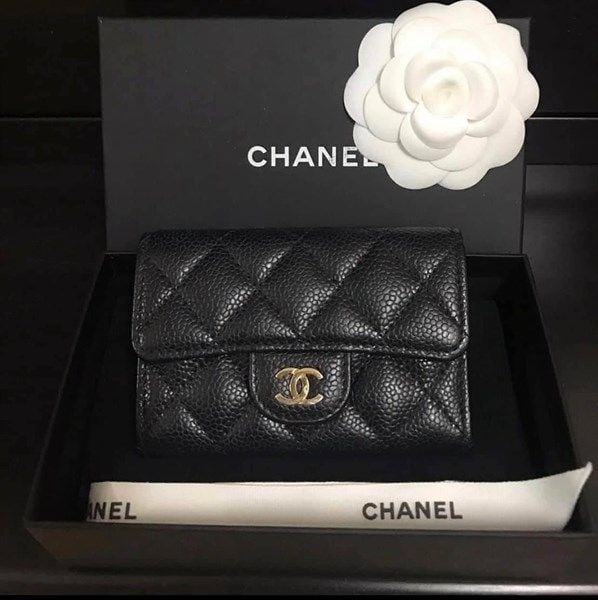  Card Holder Chanel Đen Khoá Vàng GAT45EP4 
